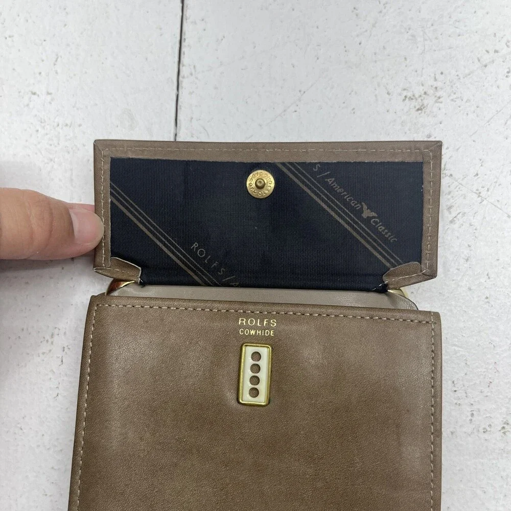 Vintage Rolfs American Classic Brown Cowhide Bi Fold Coin Pouch Wallet